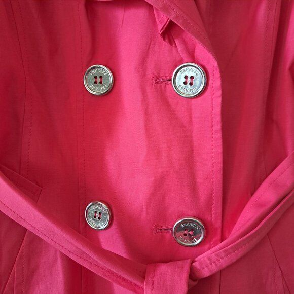 🩵Express Modern Whimsy Hot Pink Trench Coat Size XS - Picture 5 of 14
